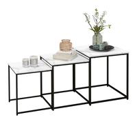 Nesting Side Tables Set of 3 Stacking White Marble Particle Board Steel 50cm 5kg