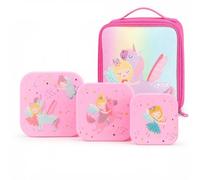 Nesting Snack Boxes, Set of 3 Including Straw Sipper, Tiny to Tots Kids Set, Back to School, Lunch Box, Multi Compartments, Snack Storage (Unicorn Fairy Nested Boxes & Lunch Box)