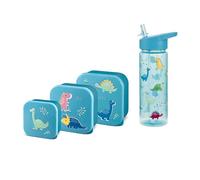 Nesting Snack Boxes, Set of 3 Including Straw Sipper, Tiny to Tots Kids Set, Back to School, Lunch Box with Multi Compartments, Snack Storage (Dino Nested Boxes + Straw Sipper)