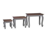Nesting Tables 3pc Brown Solid Mahogany Rustic 60x37x48cm Large Trio Accent Set