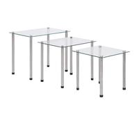 vidaXL 3x Nesting Tables Transparent Tempered Glass Stackable Accent End Table