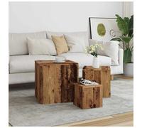 Nesting Table Set 3-Piece Old Wood Engineered Wood 45x45x45cm Space-Saving 3pcs