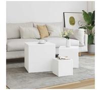 Nesting Table Set 3pc White Engineered Wood 45x45x45cm Modular Storage - Compact