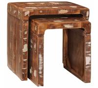 vidaXL End Tables Brown Solid mango wood, Rustic End Table, Space-Saving Design, Stackable Living Room Furniture, Small Side, Functional Decor, Home Accent