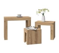 Nesting Tables 3pc Artisan Oak Engineered Wood 61x30x50cm Space Saving Modern XL
