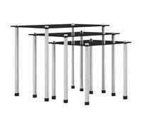 Nesting Tables 3pc Black Tempered Glass & Aluminium Modern Frame 45.5x29.5x37cm