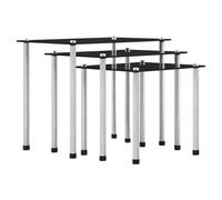 Nesting Tables 3pc Black Tempered Glass & Aluminium Modern Frame 45.5x29.5x37cm