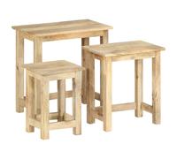 Nesting Tables 3pc Solid Mango Wood Brown L55x30x55 M42x27x48 S29x25x41 Set3pc