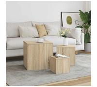 Nesting Tables 3pc Sonoma Oak Engineered Wood 45x45x45cm Modular Storage Stylish