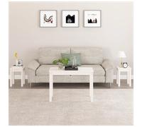 Nesting Tables 3pc White Solid Pine Wood 80x40x55cm + 2x30x30x40cm Space-saving