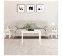 Nesting Tables 3pc White Solid Pine Wood 80x40x55cm + 2x30x30x40cm Space-saving