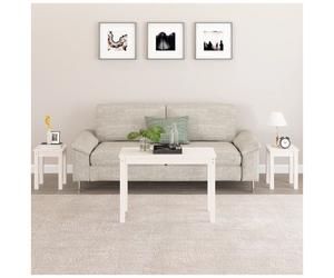 Nesting Tables 3pc White Solid Pine Wood 80x40x55cm + 2x30x30x40cm Space-saving
