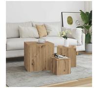 Nesting Tables 3pcs Artisan Oak Engineered Wood Modular Nesting 45x45x45cm Set.