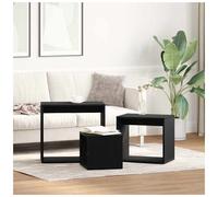 Nesting Tables Black Oak 3pc Engineered Wood 55x30x50cm Space-Saving Set Compact