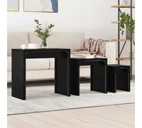 Nesting Tables Black Oak 3pc Set 60x35x56cm Engineered Wood Rectangular ModernUK