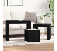 Nesting Tables Black Oak Engineered Wood 61x30x50cm Modern Space-Saving 3pc Set