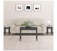 Nesting Tables Grey Solid Pine Wood 80x40x55cm + 2x 30x30x40cm Set Space-saving
