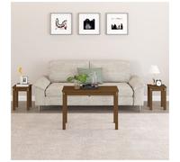 Nesting Tables Honey Brown Solid Pine Rustic Set of 3 80x40x55 cm + 2x30x30x40cm