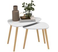 Homcom Side Table Set Of 2, Modern End Coffee Bedside Tables Grey Natural In Light Grey Light Grey