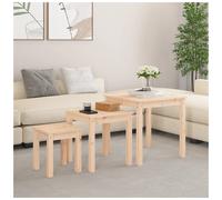 Nesting Tables Natural Pine Solid 3pcs Large 55x55x55cm Medium 43x43cm Rustic