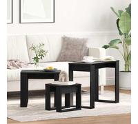 Nesting Tables Set 3pc Black Oak Engineered Wood 61x28x47cm Space-Saving Modern