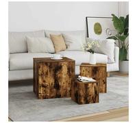 Nesting Tables Set 3pc Smoked Oak 45x45x45cm Engineered Wood Modular Storage Set