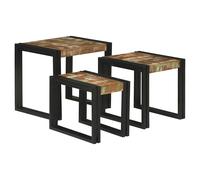 Nesting Tables Set 3pcs Solid Mango Wood & Black Metal 50x40x45cm Urban XL Brown