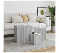 Nesting Tables Set Grey Sonoma 45x45x45cm Engineered Wood Modular Storage Smart