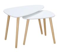 Homcom Side Table Set Of 2, Modern End Coffee Bedside Tables White Natural