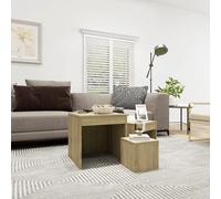 Nesting Tables Set of 3 Sonoma Oak Eng Wood Large 45x45x45cm Medium 35x35x35cm