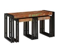 Nesting Tables Solid Mango Wood and Metal Industrial Brown/Black 50 x 40 x 45 cm