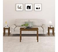 Nesting Tables Solid Pine Honey Brown 80x40x55cm 3pc Side Coffee End Set