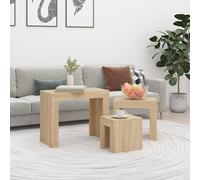 Nesting Tables Sonoma Oak 61x30x50cm Engineered Wood Space-Saving Modern Set 3pc