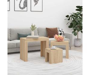 Nesting Tables Sonoma Oak 61x30x50cm Engineered Wood Space-Saving Modern Set 3pc