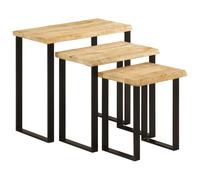 vidaXL Nesting Tables with Live Edge Side Coffee Table 3 pcs Solid Wood Mango