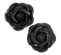 NESTINGHO 1 Pair Black Rose Shoe Decorations for Wedding Sandals | Artificial Leather, Clip-on Style, Delicate Flower Accent, Brides and Bridesmaids, Formal Events, New Year's