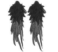 NESTINGHO 1 Pair of Black Angel Wings Lace Appliques for DIY Garment Sewing, Embroidered Polyester Silk Lace Applique Sew-on Feature and Long Serving Life for Shirts and Daily Wearing