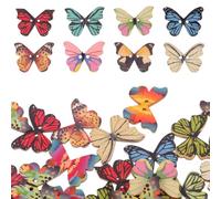 NESTINGHO 100pcs Wooden Butterfly Buttons for Sewing with Two-Hole Design, Easy to Connect in Series, Safe and Gentle Material, for DIY Handmade Decoration and Clothing Sewing