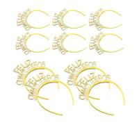 NESTINGHO 10pcs Spanish Birthday Headband with Letters, Glitter Plastic Fiesta Headbands and Women, Comfortable Wear, Golden Spanish Celebration Party Hair Hoop for International