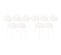 NESTINGHO 10pcs White Cloud Shaped Paper Cake Toppers Set for Birthday Party Supplies and Wedding Party Decorations, Delicate Design to Set off A Romantic Atmosphere and Great Decorations