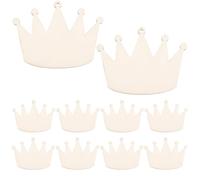 NESTINGHO 10pcs Wooden Crown-Shaped Pendants for Crafting Bracelet Decoration and Hanging Decor, Beige Colour, Cute and Simple Style Suitable for Office and Home Use