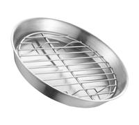 NESTINGHO 16cm Round 304 Stainless Steel Baking Tray with Wire Cooling Rack, Oil Drip Grill Pan for BBQ and Cake Cooling, Small Metal Baking Sheet for Kitchen and Food Serving