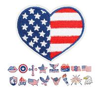 NESTINGHO 17pcs USA Flag Embroidered Iron on Patches for Clothes and Jackets, Polyester Material Hot Melt Adhesive, for 4th of July Independence Day Decoration and Clothing Repair