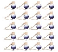 NESTINGHO 20Pcs Black Glass Car Diffuser Bottles Empty Hanging Perfume Pendants with Handmade Cotton Rope and Wooden Beads for Car Interior and Aromatherapy
