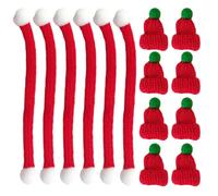NESTINGHO 20Pcs Mini Christmas Doll Hats and Scarves Set Knitted Red Woolen Hats Green Pom Pom 4X4Cm and Red Scarves 23Cm for Doll Accessories and Holiday Crafts
