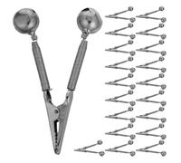 NESTINGHO 25pcs Fishing Rod Bell Clip Bite Indicator Silver Iron Twin Bells | Alligator Clip Grip, High Sensitivity Alerts, for Reservoirs and Lakes