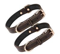 NESTINGHO 2pcs Adjustable Soft Leather Pet Collars for Small and Dogs and Cats Comfortable Puppy Collar with Metal Buckle and D-ring for Daily Walks and Festive Events