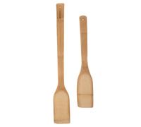 NESTINGHO 2pcs Bamboo Flat Paddle for Small Batch Cooking, Reusable Mixing Spatula with Comfortable Grip and Safe Design, for Stirring and Mashing Strawberries and Blueberries