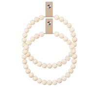 NESTINGHO 2pcs Boho Towel Rack Wall Mounted Smoothly Polished Wooden Beads Rustic Farmhouse round Wooden Stainless Steel Towel Ring Kitchen and Bathroom Decor
