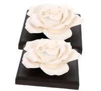 NESTINGHO 2pcs Ceramic Rose Shaped Fragrance Diffuser for Bedroom and Car, Portable Air Freshener with Unique Wooden Base, Decorative Essential Oil Diffuser Decor to Freshen the Air